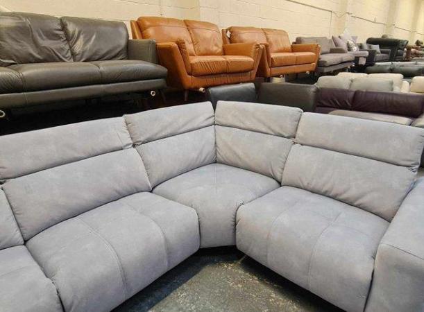 Image 12 of Marvella light blue fabric electric recliner corner sofa
