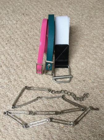 Image 1 of 4 belts,various colours/designs:metal,white, pink, turquoise