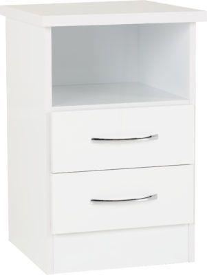 Preview of the first image of Nevada 2 drawer bedside in white gloss.