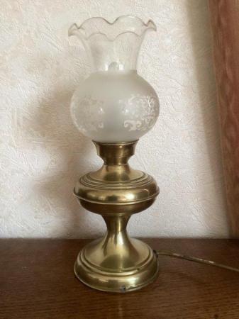 Image 1 of Vintage Brass Table Lamp with push button switch.