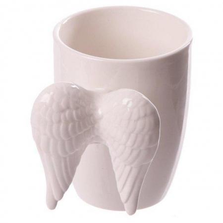 Image 2 of A Novelty Ceramic White Angel Wings Mug. Free uk postage