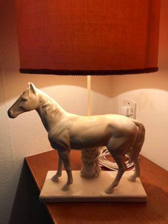 Image 1 of Table lamp white horse with orange shade