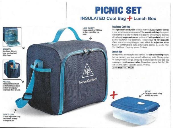 Image 1 of NEW Picnic Set Insulated Cool Bag + Lunch Box