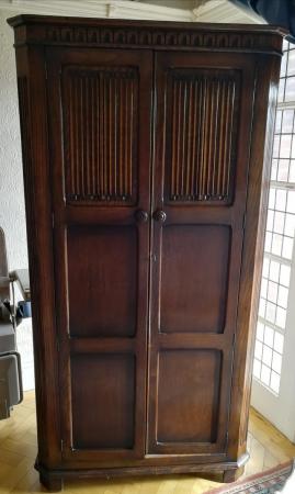 Image 2 of Wardrobe, Welsh Dresser and Leaded Glass Fronted Bookcase.