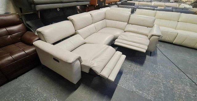 Image 16 of Illinois silver leather electric recliner corner sofa
