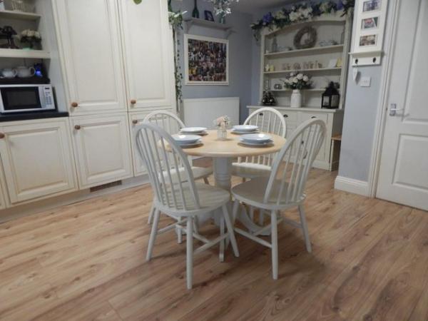 Image 8 of Dropleaf Kitchen / Dining table & 4 chairs , Beech , Vintage