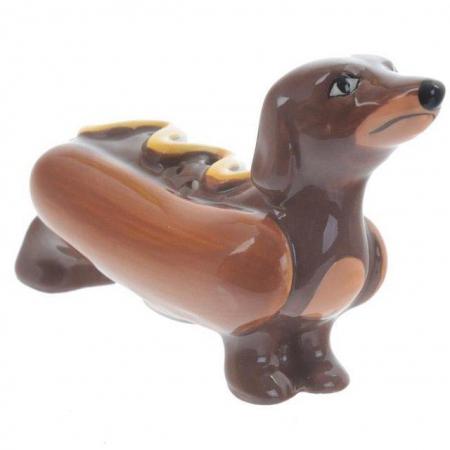 Image 2 of Cute Ceramic Sausage Dog and Mustard Salt and Pepper Set