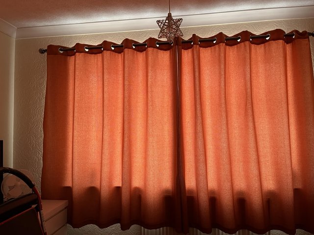 Preview of the first image of Pair of Terracotta curtains 90 wide x 72 drop.