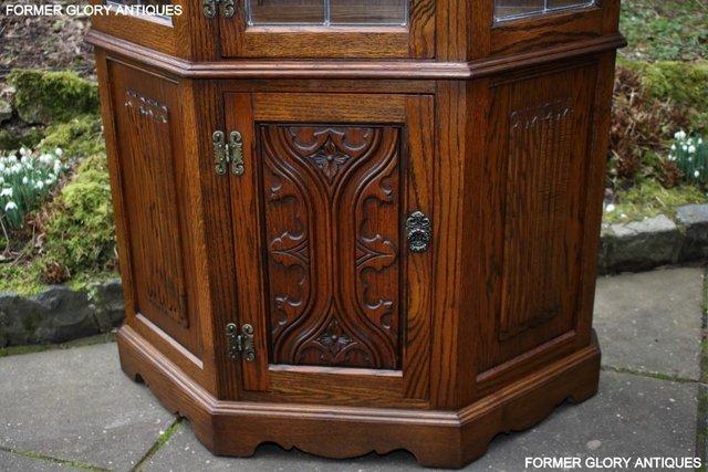 Image 90 of OLD CHARM LIGHT OAK CANTED DISPLAY CABINET CUPBOARD DRESSER