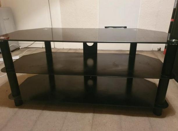 Image 1 of Black contemporary glass TV stand