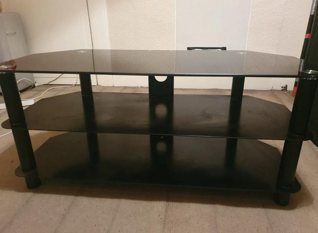 Preview of the first image of Black contemporary glass TV stand.