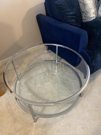 Image 2 of Chrome and glass coffee table