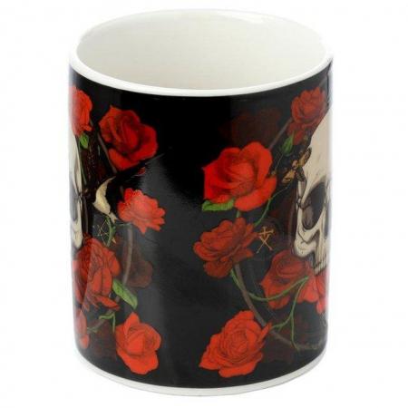 Image 2 of Skulls & Roses Porcelain Mug. Free uk Postage