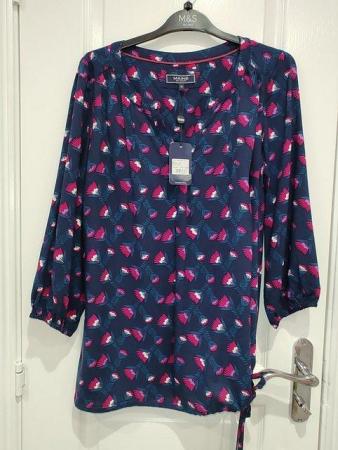 Image 2 of Maine New England Purple Floral Print Tie Side Top Size 12