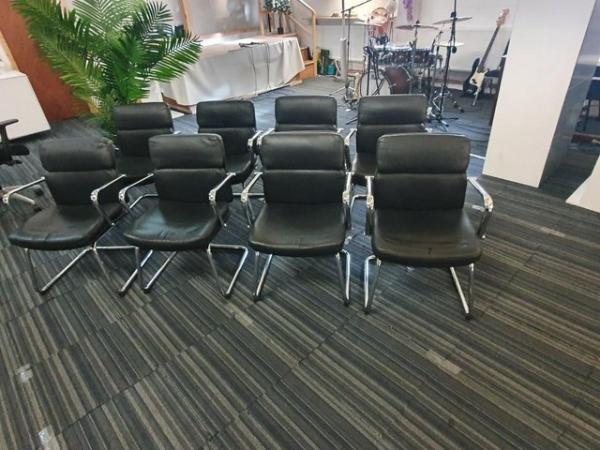 Image 7 of Eames style Office Faux Leather Dark blue Conference meeting