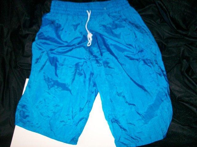 Preview of the first image of "Fluorescent-type" Shorts. Bright Turquoisey Blue. Size 12..