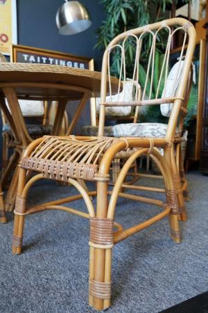 Image 16 of Mid C Wicker Dining Table & 6 'Peacock' Style Chairs 1970s