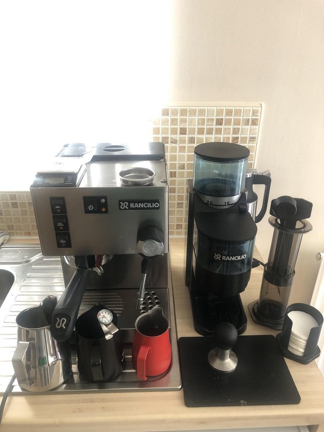 Preview of the first image of Rancillio coffee machine , Rocky grinder and Barista kit.