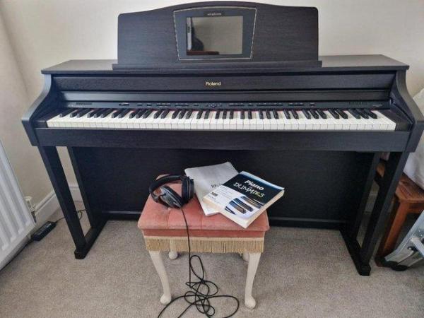 Image 1 of Roland digital piano with stool and earphones