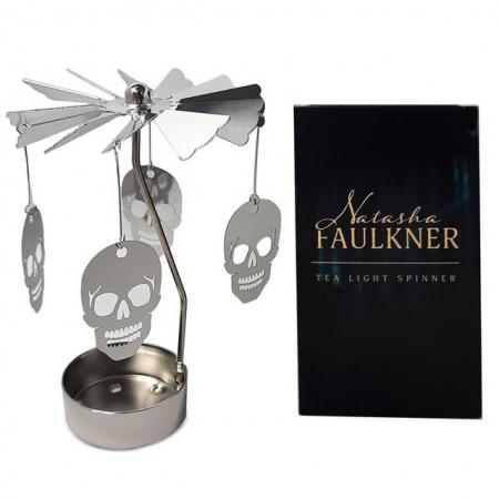 Image 2 of Spinning Tea Light Carousel Candle Holder - Skull.