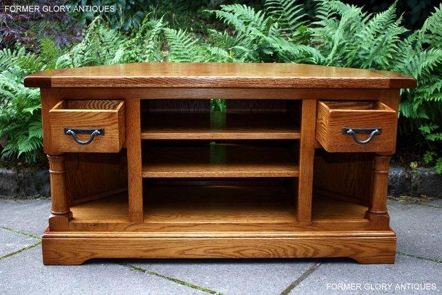 Image 35 of AN OLD CHARM FLAXEN OAK CORNER TV CABINET STAND MEDIA UNIT