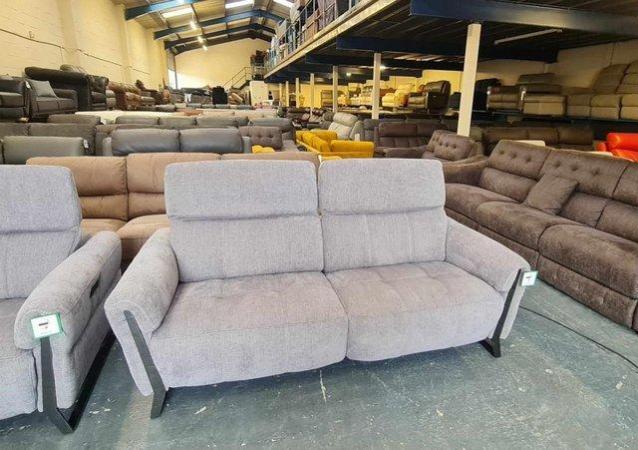 Image 7 of Packham grey fabric electric recliner pair of 3 seater sofas