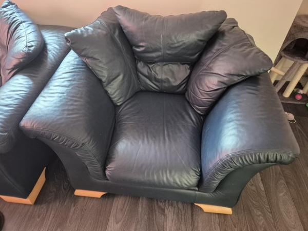 Image 1 of 3 seater leather Sofa & chair
