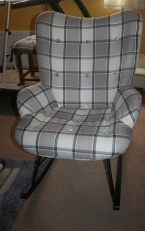 Image 1 of Fabric rocking chair Brown /cream check, brand new
