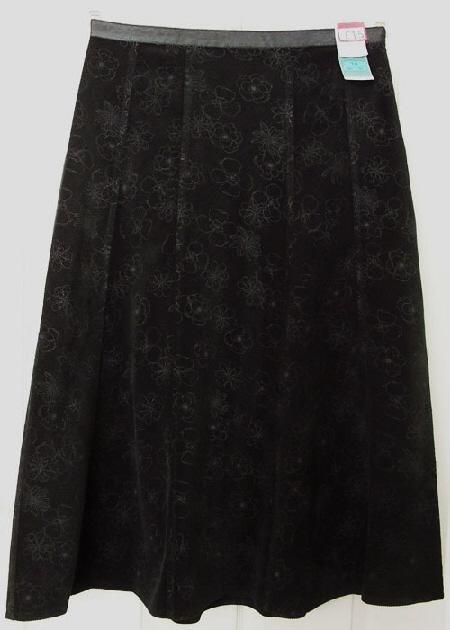 Preview of the first image of BNWT MARKS & SPENCERS BLACK CORDUROY SKIRT - SZ 14.