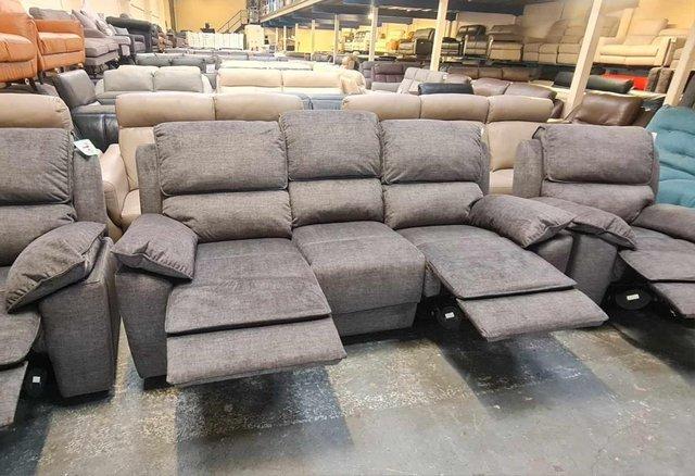 Image 12 of Goodwood grey fabric recliner 3 seater sofa and 2 armchairs