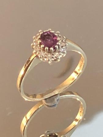 Image 2 of Ruby, Diamonds & Solid Gold Eternity / Promise Ring Hallmark