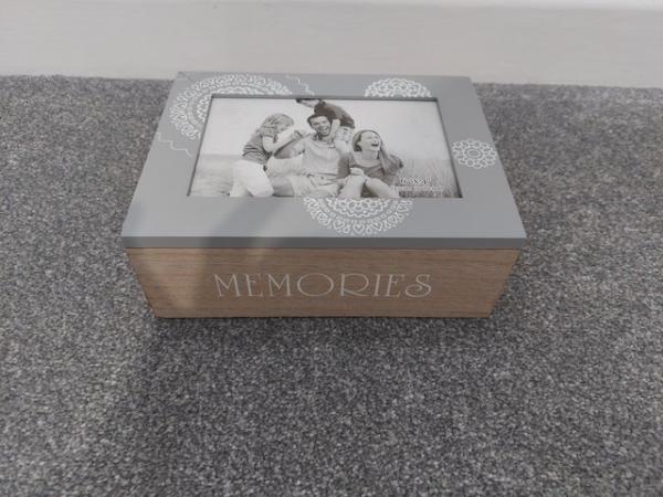 Image 2 of Wooden memory box with photo lid- never used