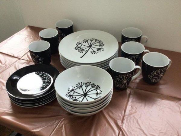 Image 1 of Waterside fine china Black and white Dinner set