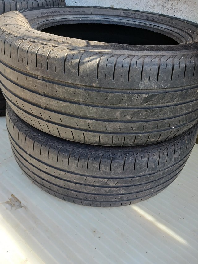 Preview of the first image of Four part worn Car tyres.