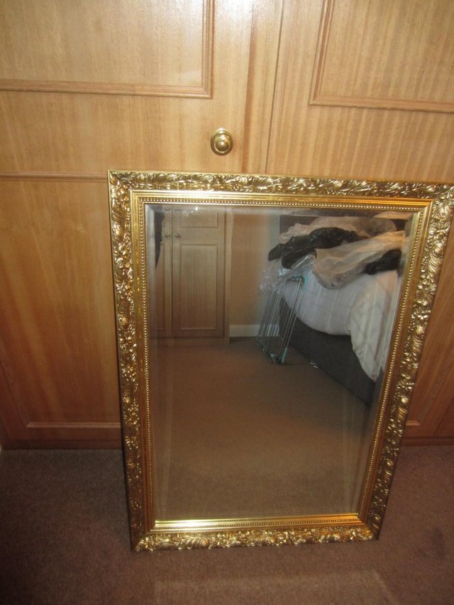 Preview of the first image of Antique Wall Mirror in Gold Frame.