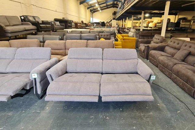 Image 13 of Packham grey fabric electric recliner pair of 3 seater sofas