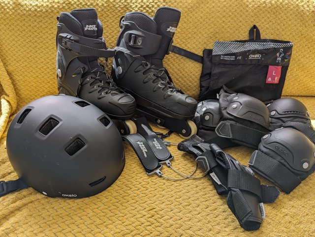 Preview of the first image of Inline skates & safety gear.