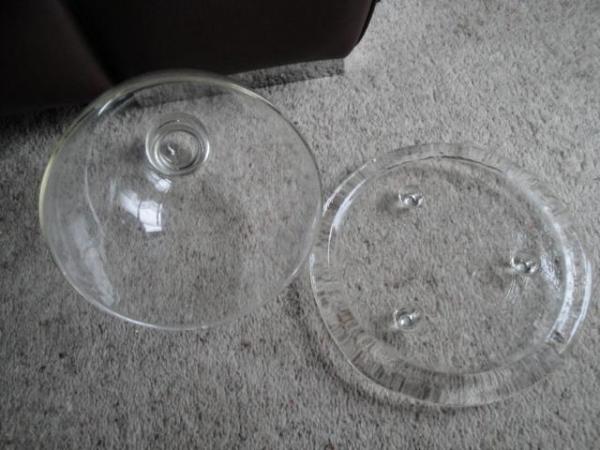 Image 1 of Clear Glass Cheese Plate & Dome - Used