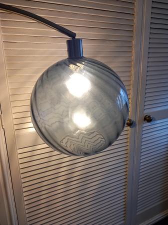 Image 3 of Retro chrome arc standard floor lamp with glass shade