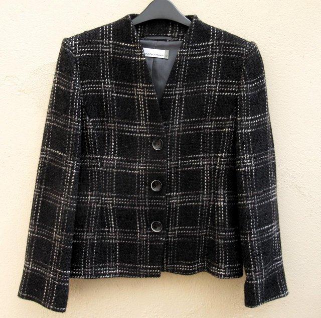 Preview of the first image of Country Casuals Black Tweed Jacket – Size 12.