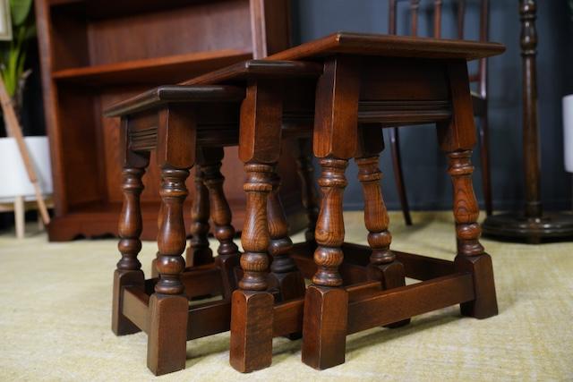Image 2 of Vintage Old Charm Nested Tables Solid Oak Early 21st Century