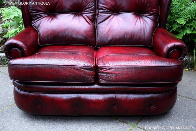 Image 47 of SAXON OXBLOOD RED LEATHER CHESTERFIELD SETTEE SOFA ARMCHAIR