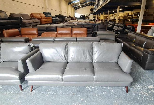Image 4 of Ex-display Angelo grey leather 3+2 seater sofas