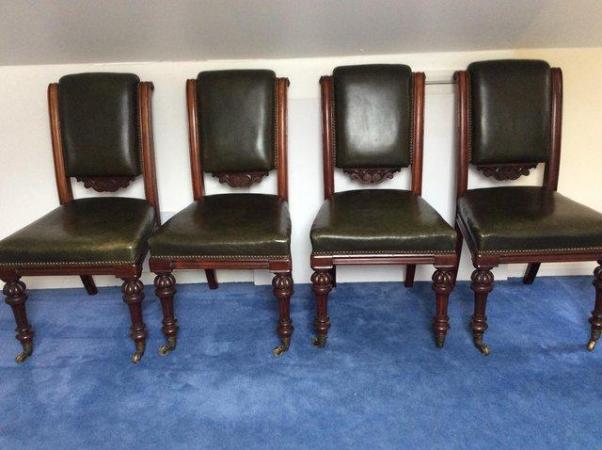 Image 2 of Mahogany and leather dining chairs