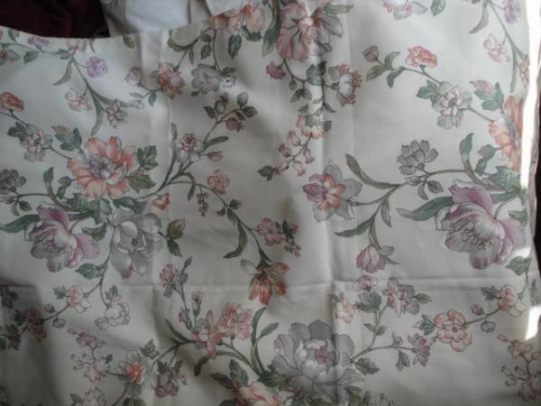 Image 1 of 6 Unused part-made curtains. Floral scroll type.