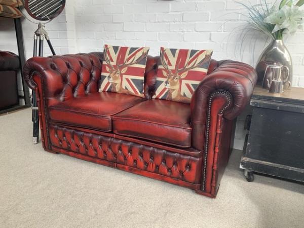 Image 4 of Classic 2 seater oxblood Chesterfield sofa. Can deliver.,
