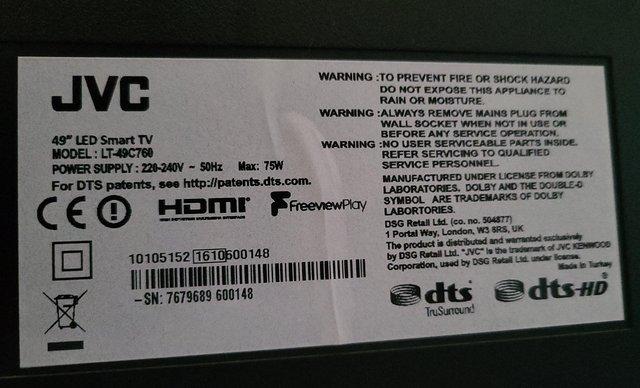 Preview of the first image of JVC 49" LED Smart TV for sale.