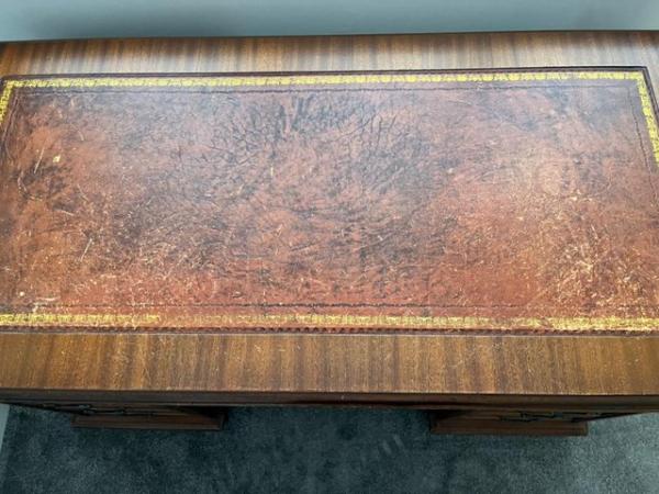 Image 2 of Antique leather inlaid desk