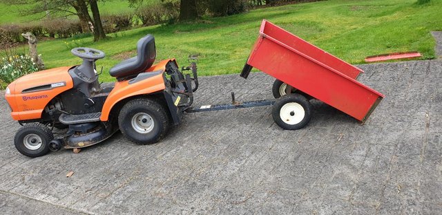 Image 2 of Husqvarna CTH151 sit and ride lawn mower and trailer