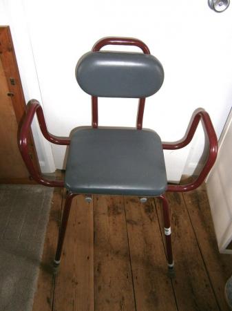 Image 1 of Perching stool with a padded seat & tubular steel frame